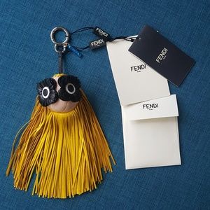 Fendi Fringe Eyes Bag Charm Yellow/Black